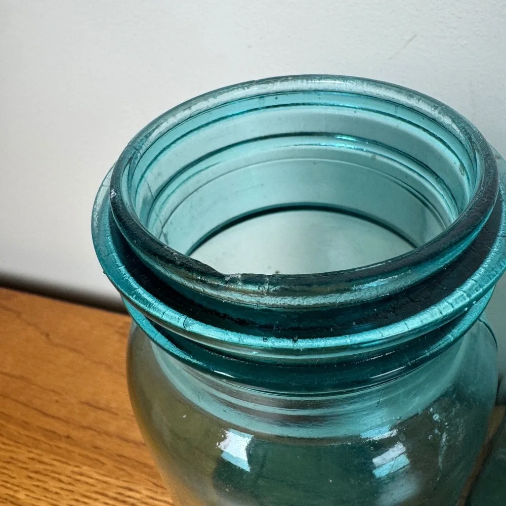 Set of 4 Antique Vintage 1900-1923 Aqua‎ Blue Ball Mason Jars Quart